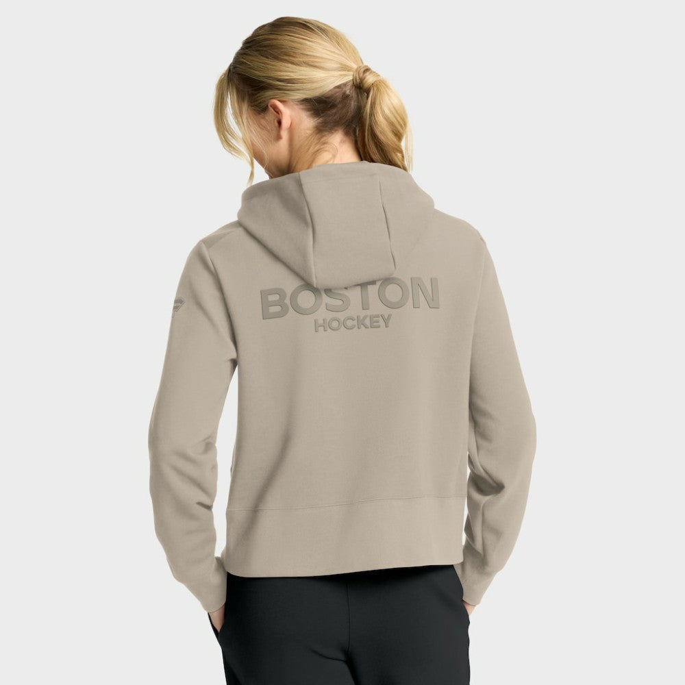 Boston Bruins Fanatics Women's Authentic Pro Road Tri-Blend Quarter-Zip Hoodie Tan