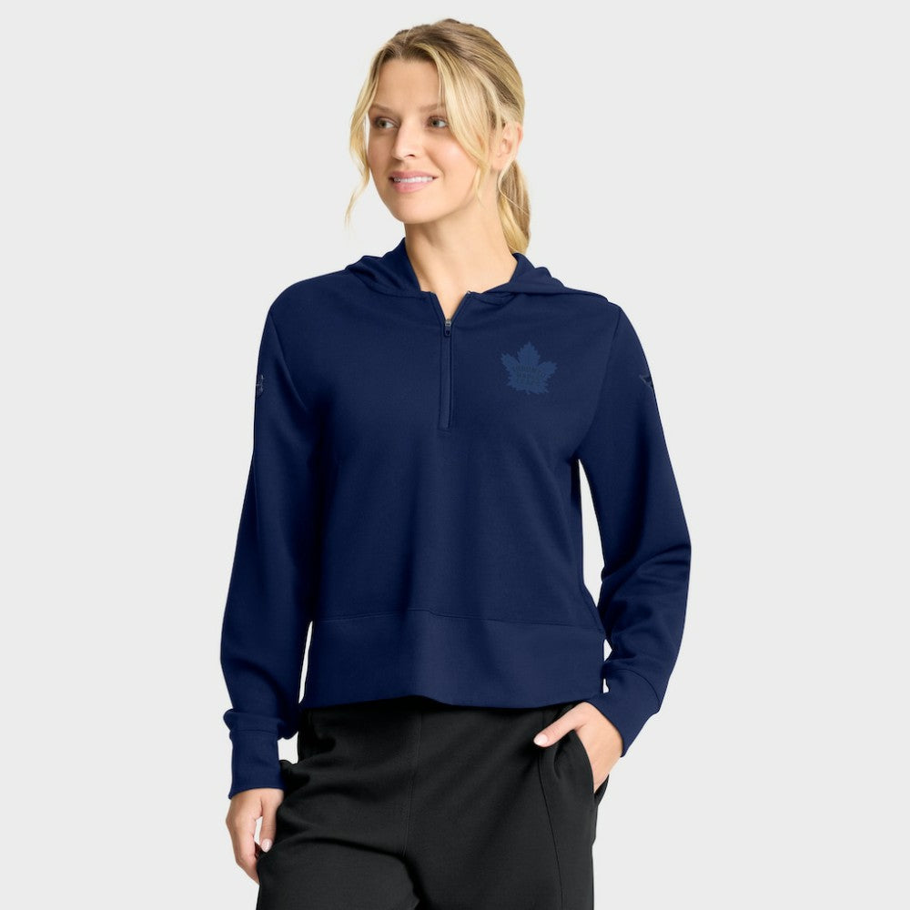 Toronto Maple Leafs - Fanatics Women's Authentic Pro Road Tri-Blend Quarter-Zip Hoodie Navy