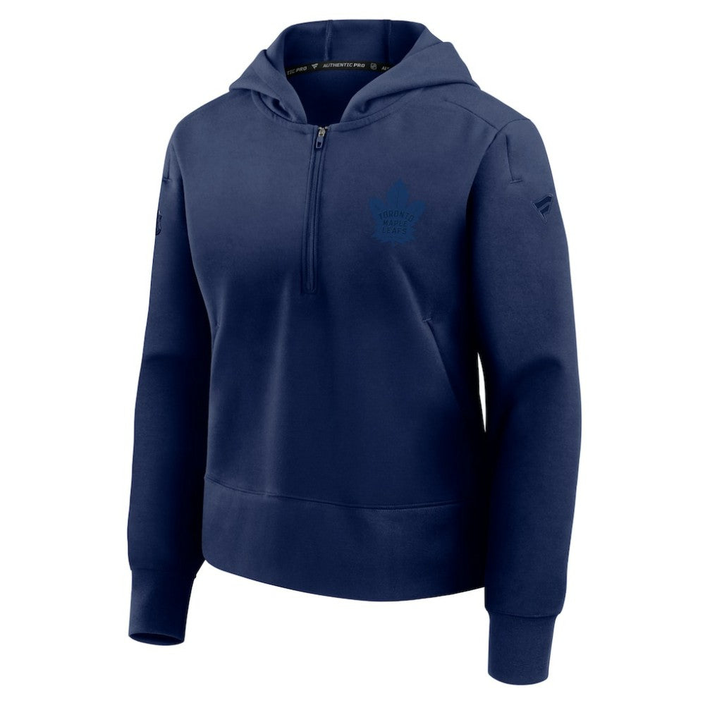 Toronto Maple Leafs - Fanatics Women's Authentic Pro Road Tri-Blend Quarter-Zip Hoodie Navy