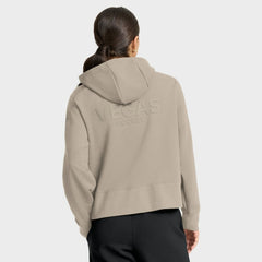 Vegas Golden Knights Fanatics Women's Authentic Pro Road Tri-Blend Quarter-Zip Hoodie Tan