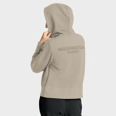 Washington Capitals Fanatics Women's Authentic Pro Road Tri-Blend Quarter-Zip Hoodie Tan