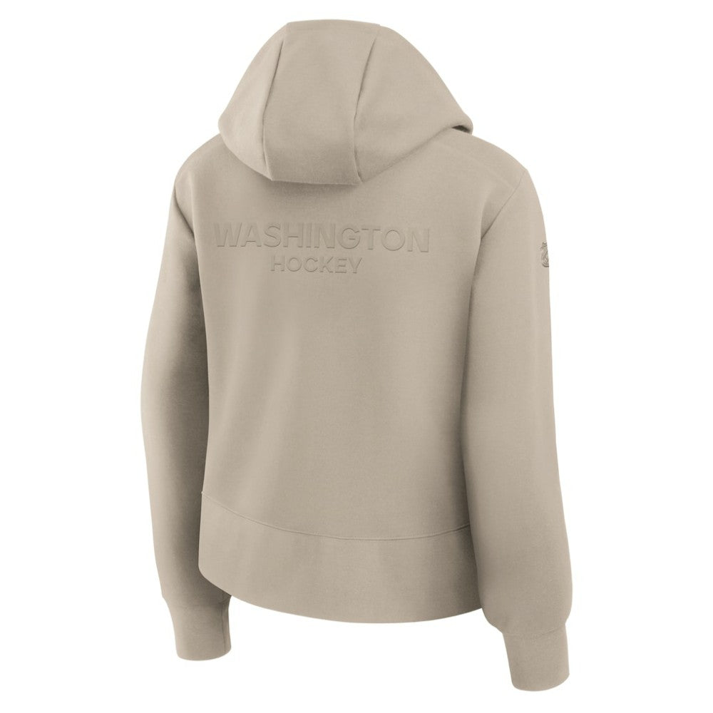 Washington Capitals Fanatics Women's Authentic Pro Road Tri-Blend Quarter-Zip Hoodie Tan