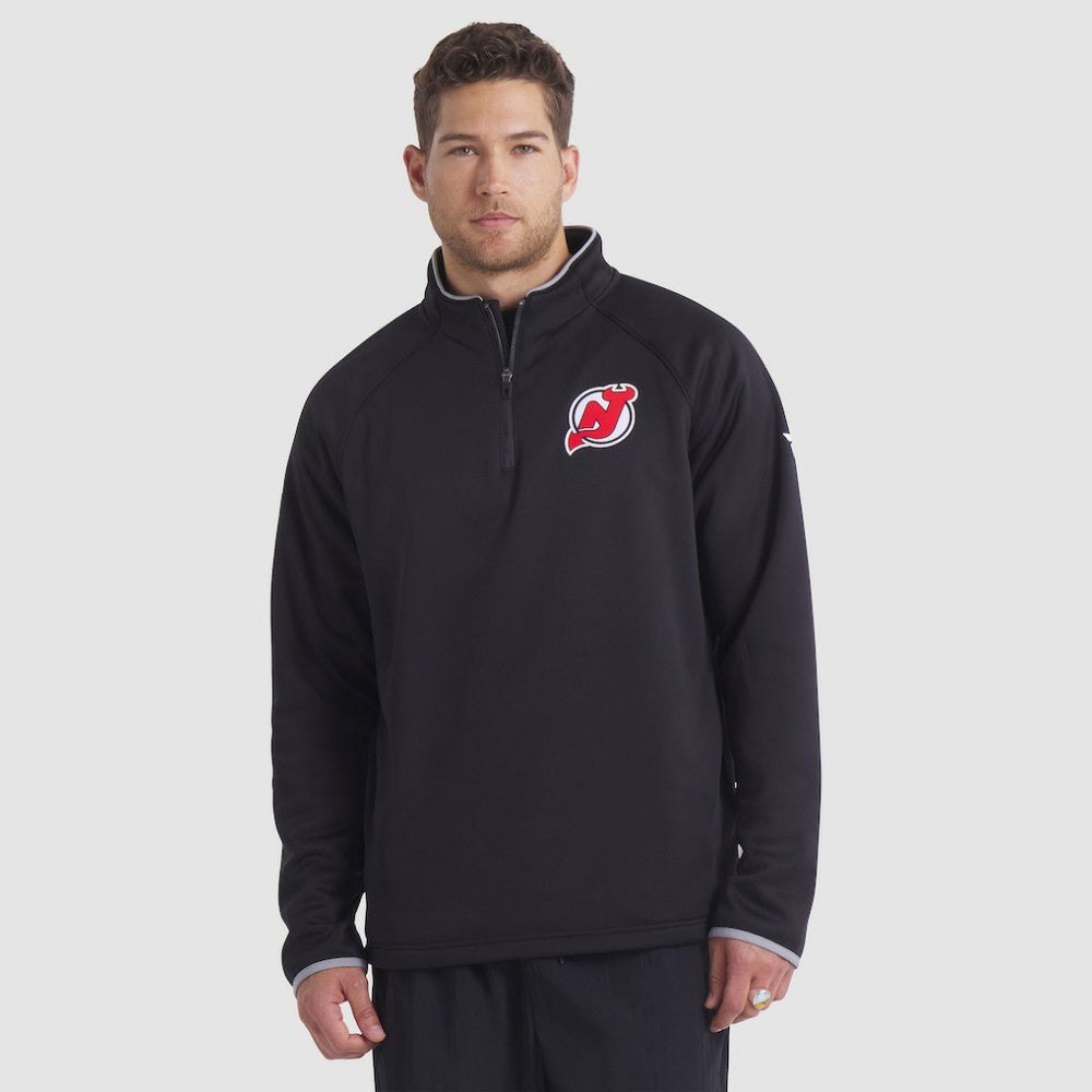 New Jersey Devils - Fanatics Authentic Pro Rink Raglan Quarter-Zip Pullover Black