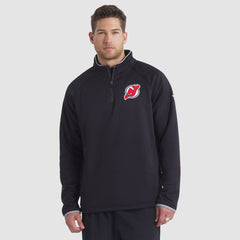 New Jersey Devils - Fanatics Authentic Pro Rink Raglan Quarter-Zip Pullover Black