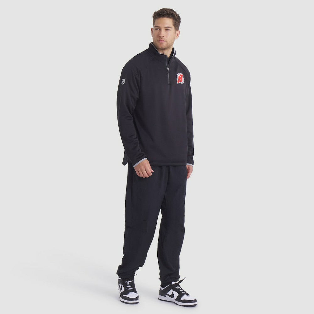 New Jersey Devils - Fanatics Authentic Pro Rink Raglan Quarter-Zip Pullover Black