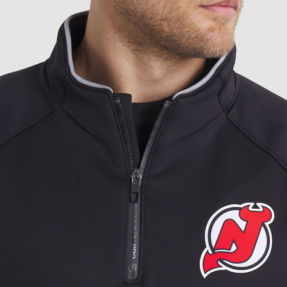 New Jersey Devils - Fanatics Authentic Pro Rink Raglan Quarter-Zip Pullover Black