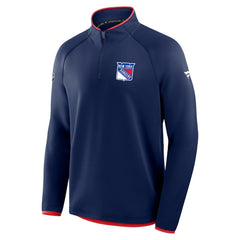 New York Rangers Fanatics Authentic Pro Rink Raglan Quarter-Zip Pullover Navy