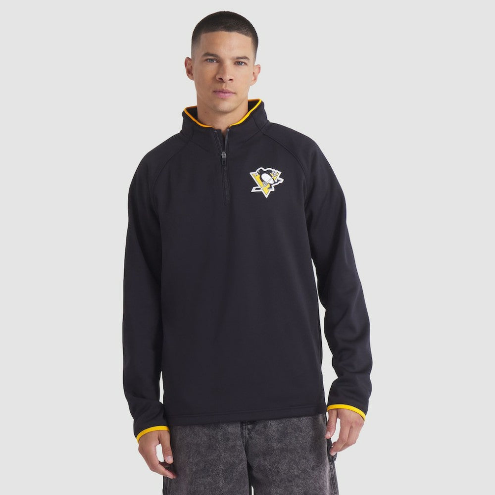 Pittsburgh Penguins Fanatics Authentic Pro Rink Raglan Quarter-Zip Pullover Black
