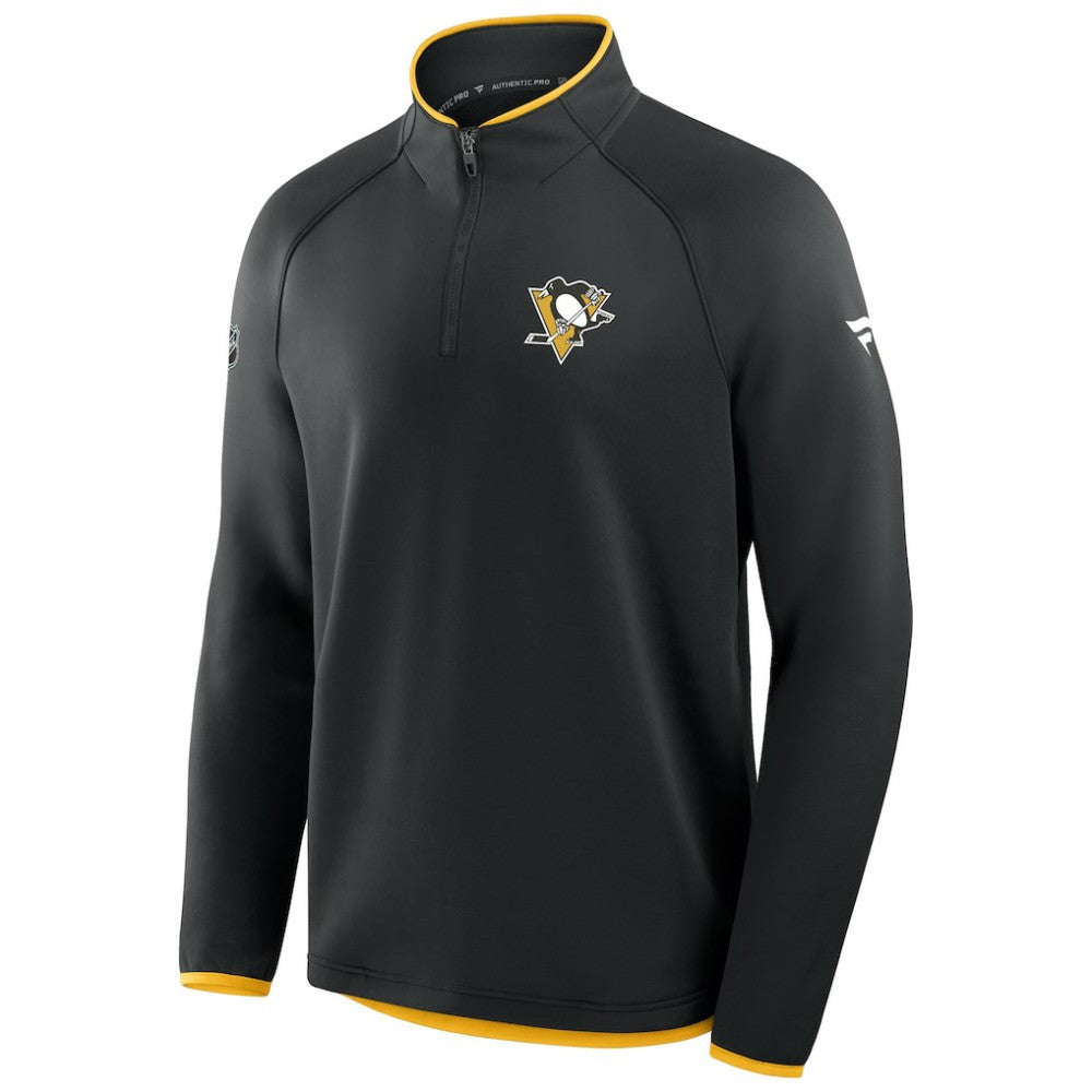 Pittsburgh Penguins Fanatics Authentic Pro Rink Raglan Quarter-Zip Pullover Black