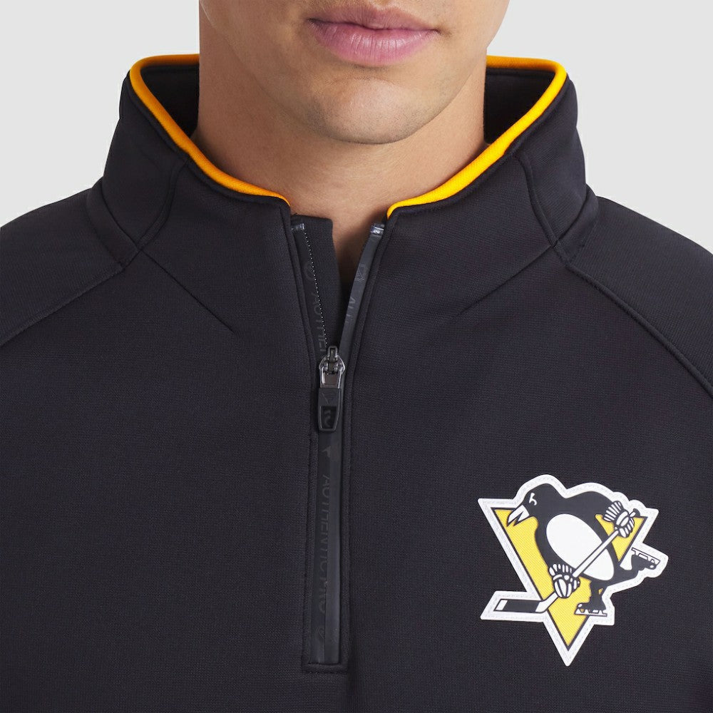 Pittsburgh Penguins Fanatics Authentic Pro Rink Raglan Quarter-Zip Pullover Black