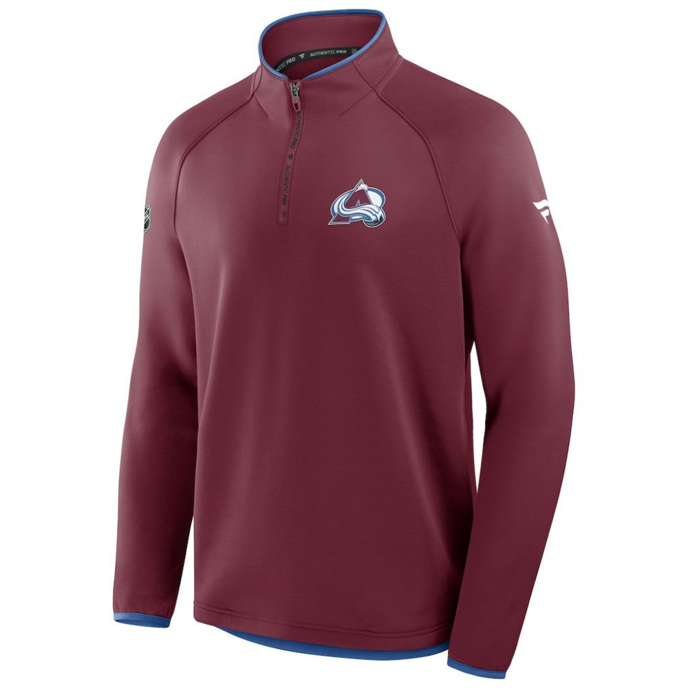 Colorado Avalanche - Fanatics Authentic Pro Rink Raglan Quarter-Zip Pullover Burgundy