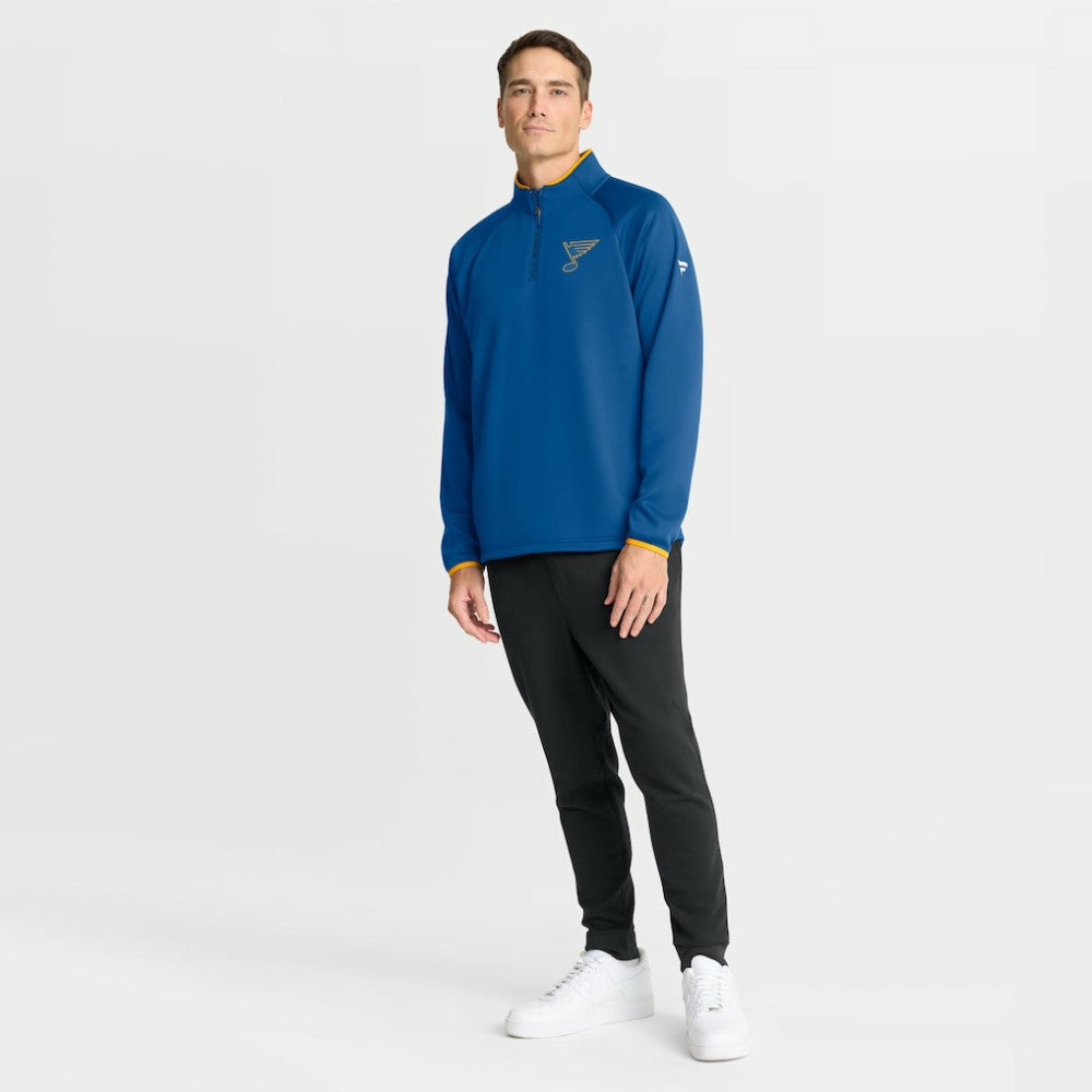 St. Louis Blues - Fanatics Authentic Pro Rink Raglan Quarter-Zip Pullover Blue