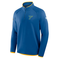 St. Louis Blues - Fanatics Authentic Pro Rink Raglan Quarter-Zip Pullover Blue