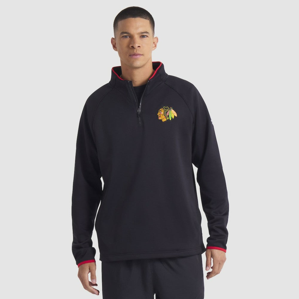 Chicago Blackhawks Fanatics Authentic Pro Rink Raglan Quarter-Zip Pullover Black