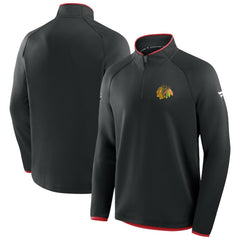 Chicago Blackhawks Fanatics Authentic Pro Rink Raglan Quarter-Zip Pullover Black