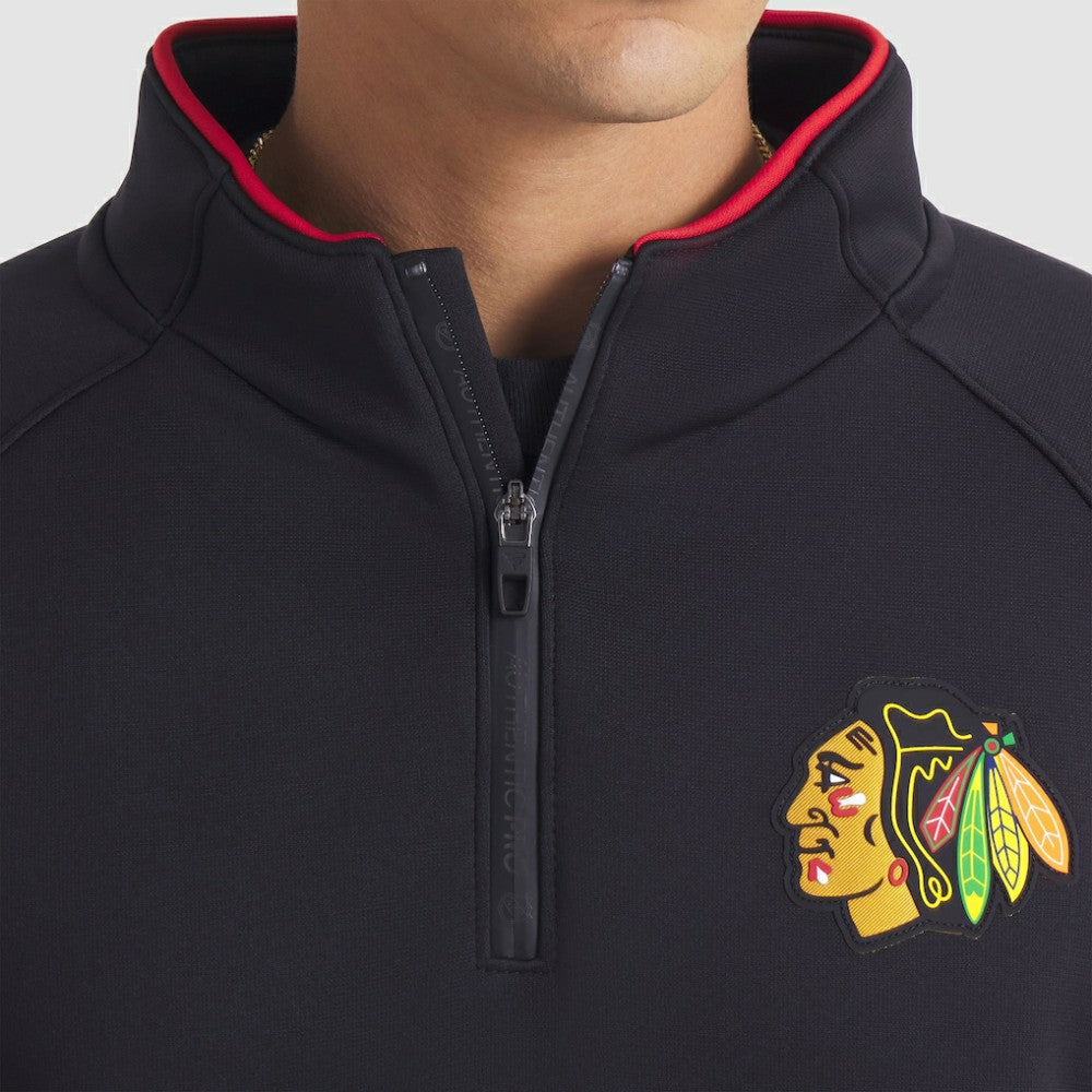 Chicago Blackhawks Fanatics Authentic Pro Rink Raglan Quarter-Zip Pullover Black