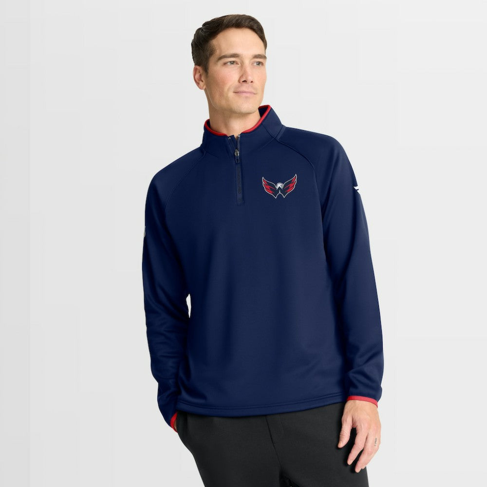 Washington Capitals Fanatics Authentic Pro Rink Raglan Quarter-Zip Pullover Navy
