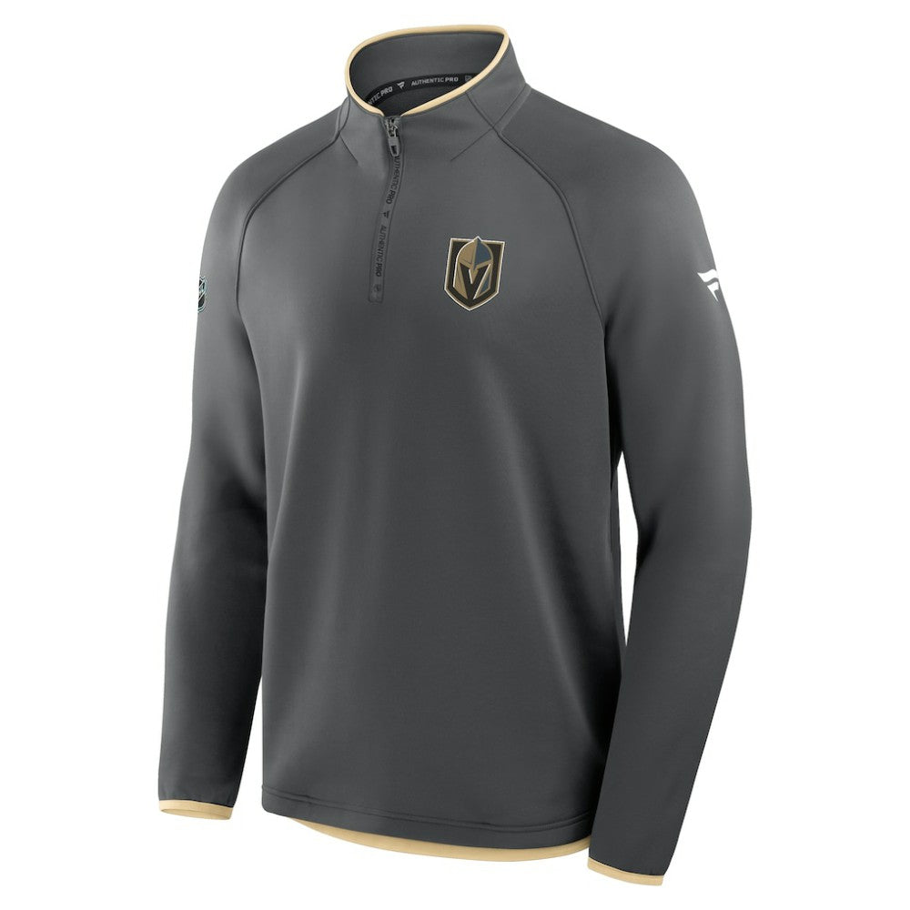 Vegas Golden Knights Fanatics Authentic Pro Rink Raglan Quarter-Zip Pullover Black