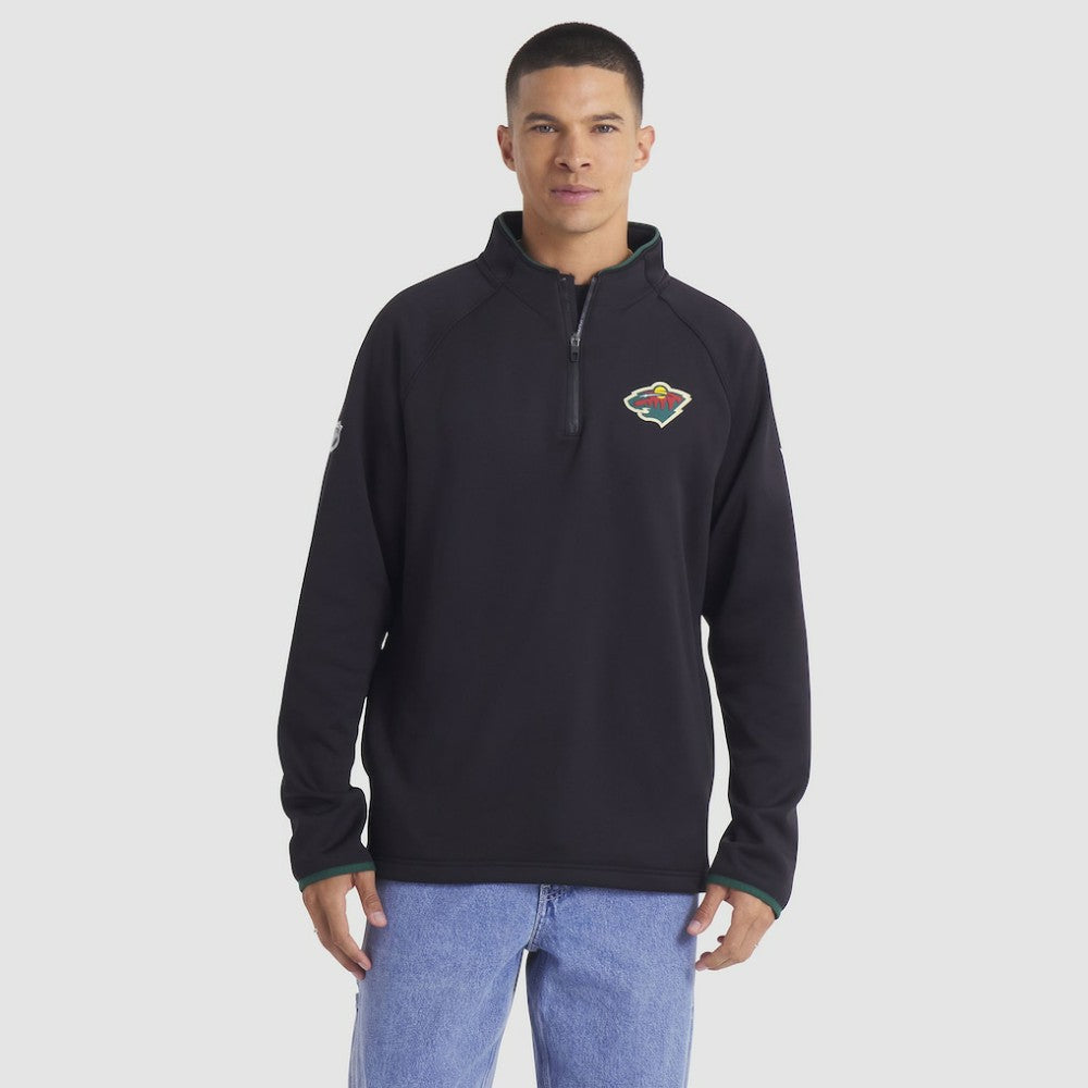 Minnesota Wild - Fanatics Authentic Pro Rink Raglan Quarter-Zip Pullover Black