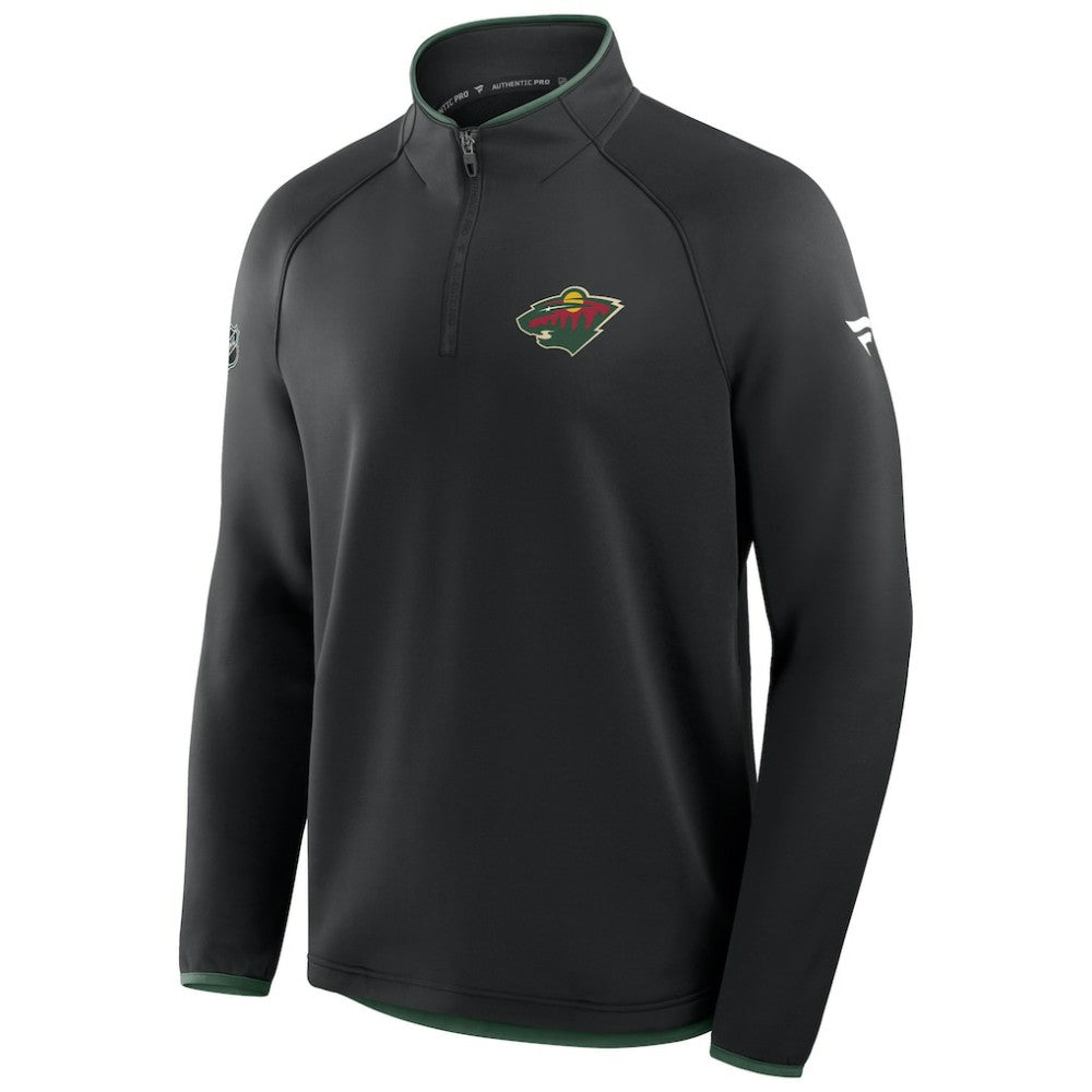 Minnesota Wild - Fanatics Authentic Pro Rink Raglan Quarter-Zip Pullover Black