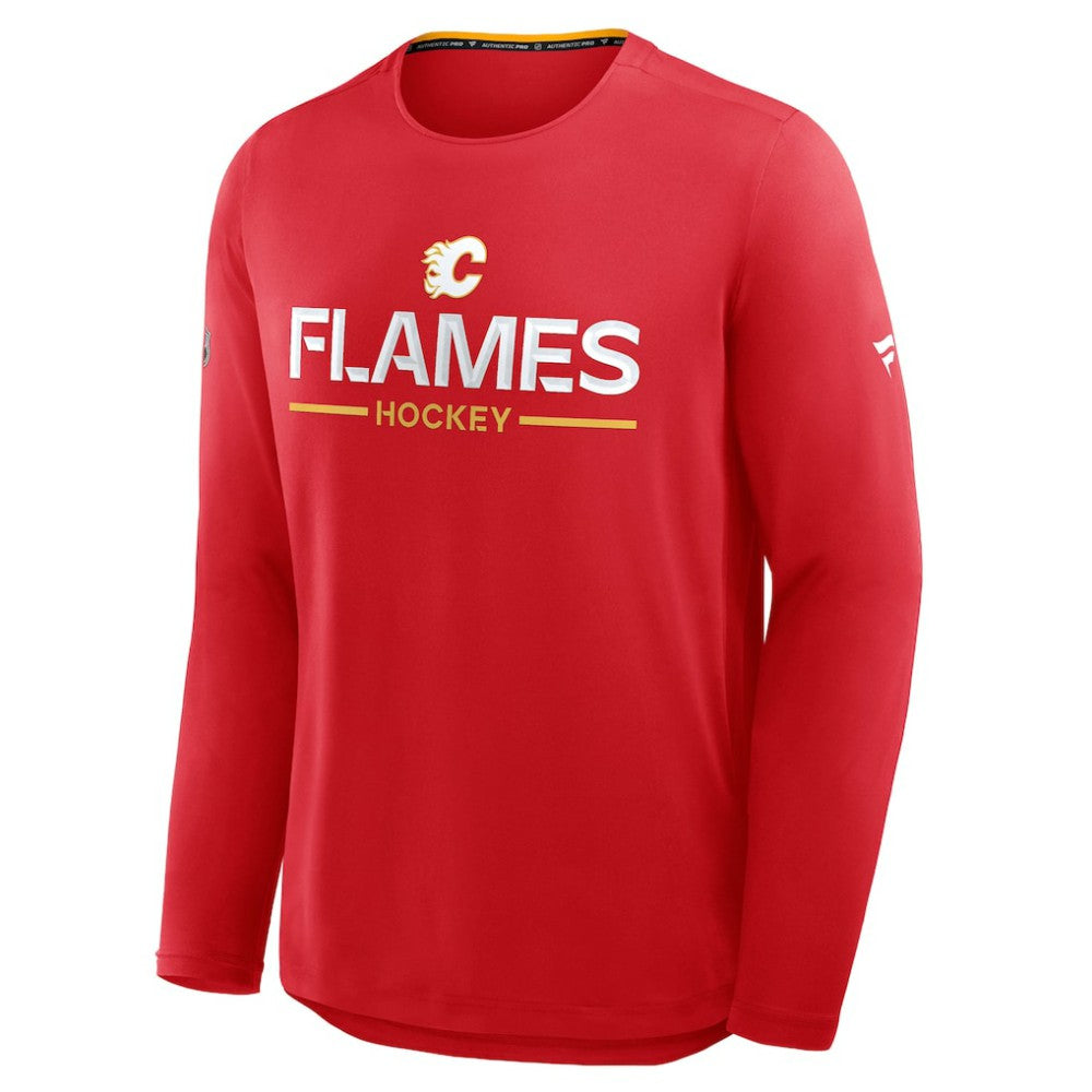 Calgary Flames - Fanatics Authentic Pro Rink Tech Long Sleeve T-Shirt Red