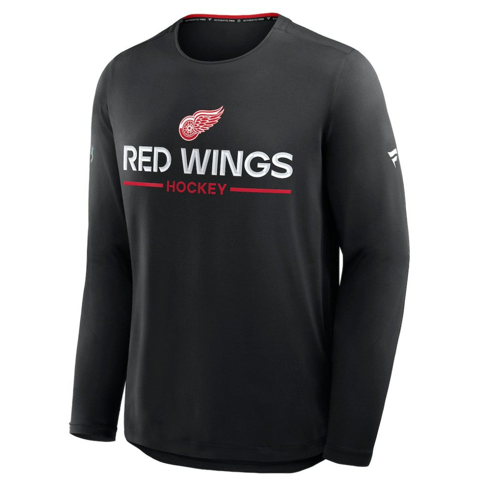 Detroit Red Wings - Fanatics Authentic Pro Rink Tech Long Sleeve T-Shirt Black