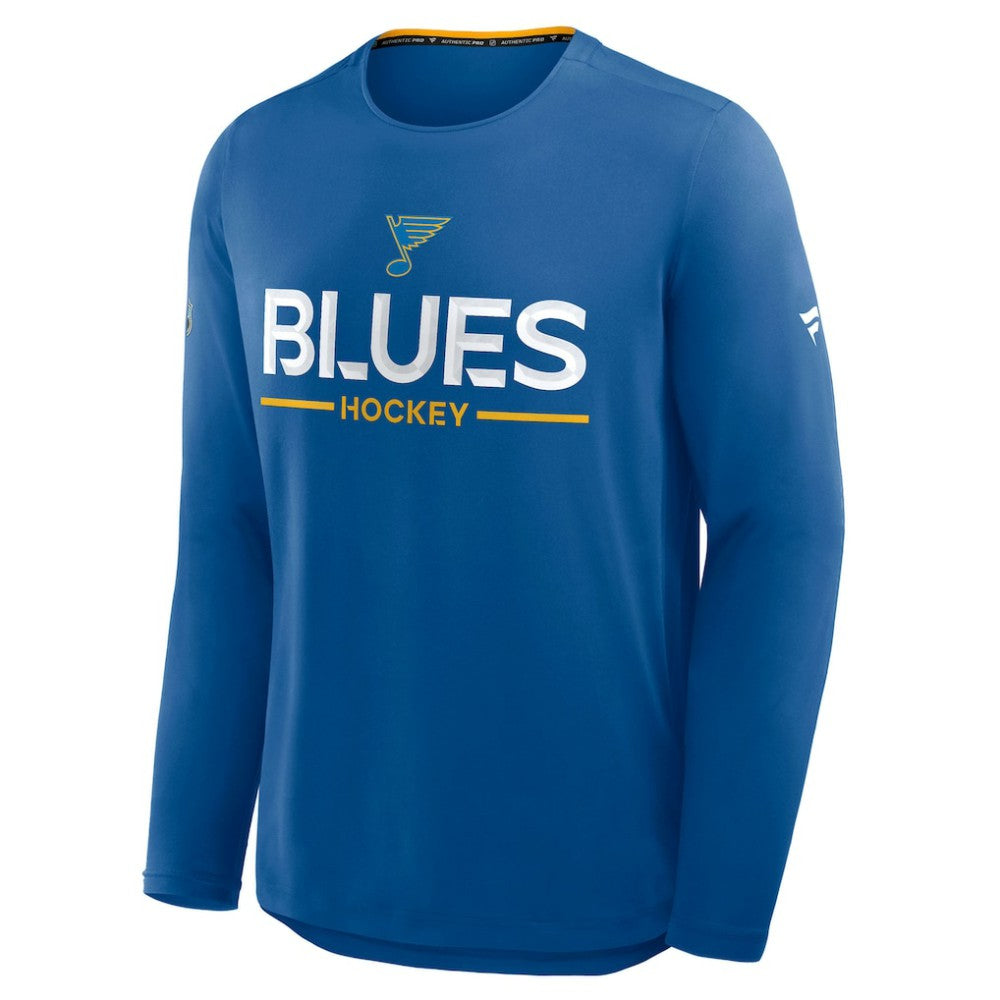 St. Louis Blues - Fanatics Authentic Pro Rink Tech Long Sleeve T-Shirt Blue