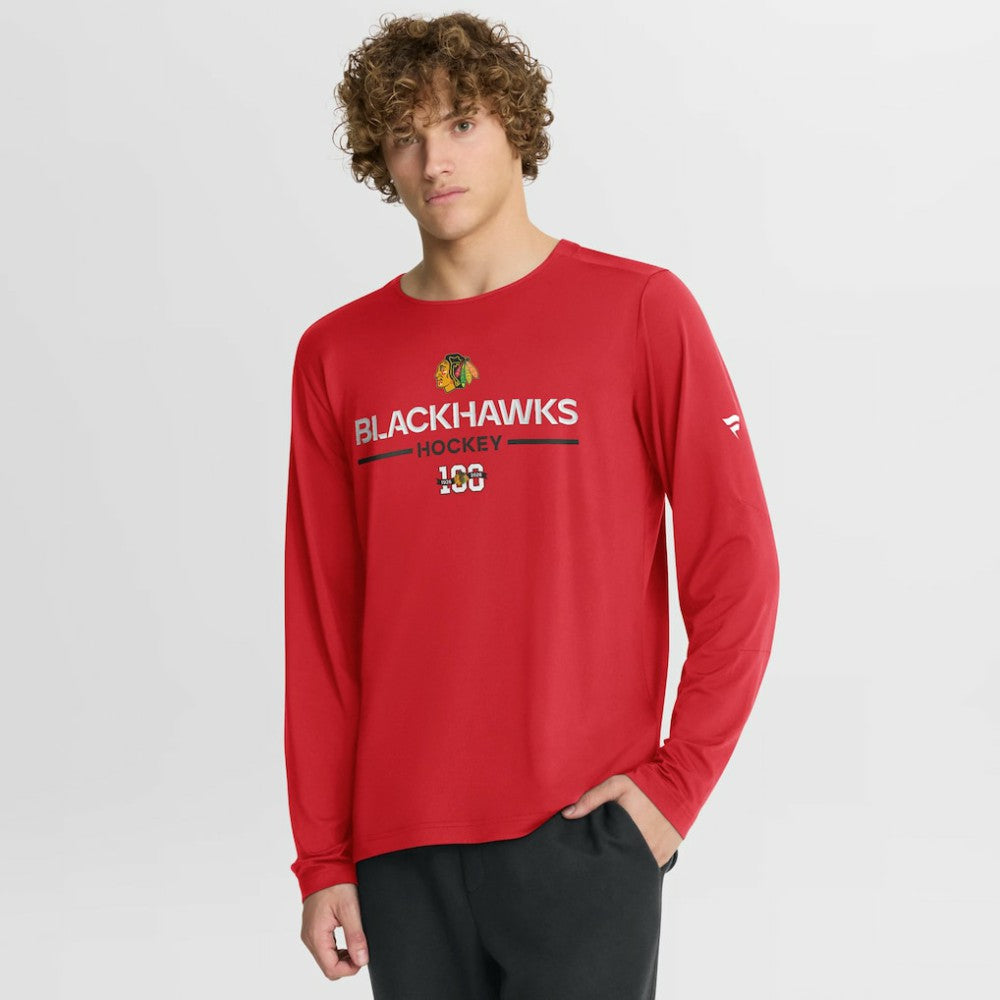 Chicago Blackhawks Fanatics Authentic Pro Centennial Rink Tech Long Sleeve T-Shirt Red