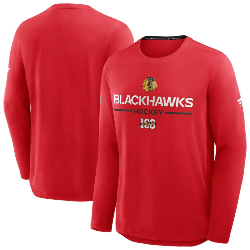 Chicago Blackhawks Fanatics Authentic Pro Centennial Rink Tech Long Sleeve T-Shirt Red