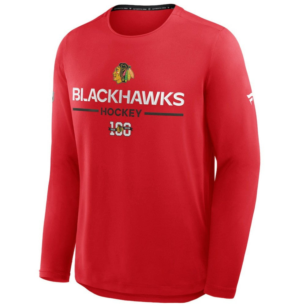 Chicago Blackhawks Fanatics Authentic Pro Centennial Rink Tech Long Sleeve T-Shirt Red
