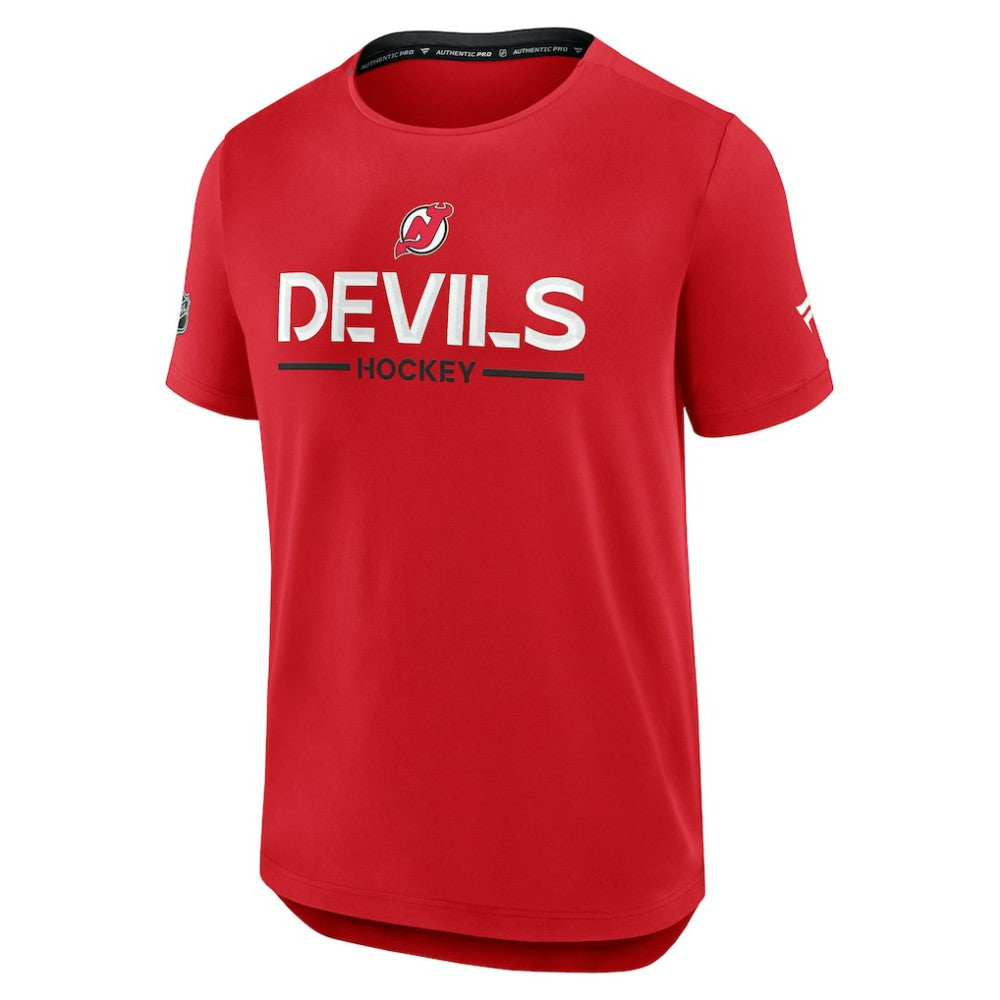 New Jersey Devils - Fanatics Authentic Pro Rink Tech T-Shirt Red
