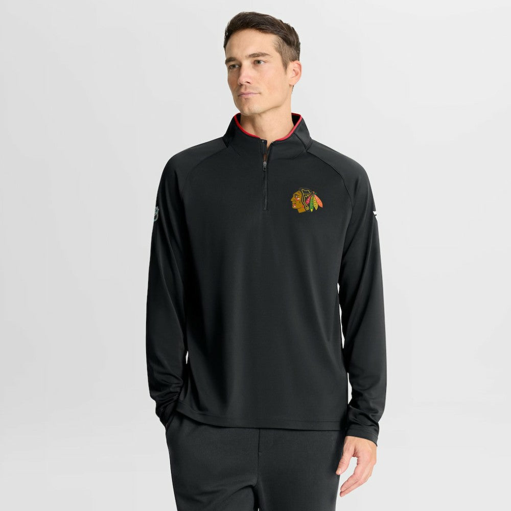 Chicago Blackhawks Fanatics Authentic Pro Rink Training Quarter-Zip Pullover Black