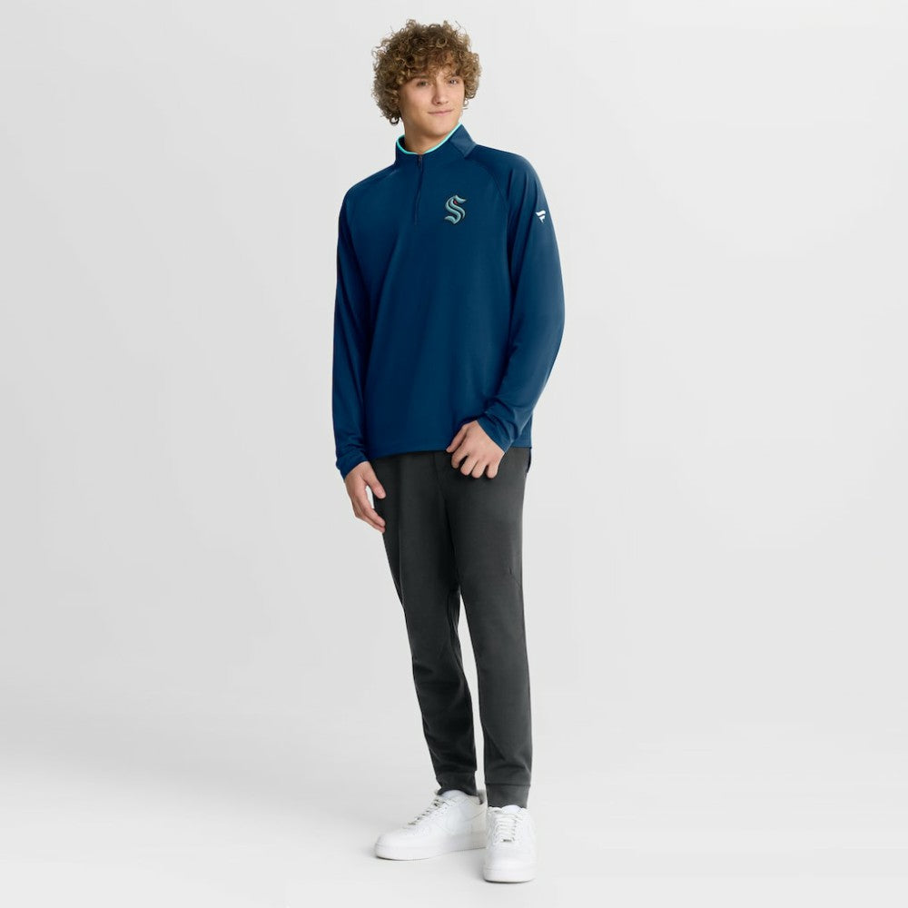 Seattle Kraken Fanatics Authentic Pro Rink Training Quarter-Zip Pullover Deep Sea Blue