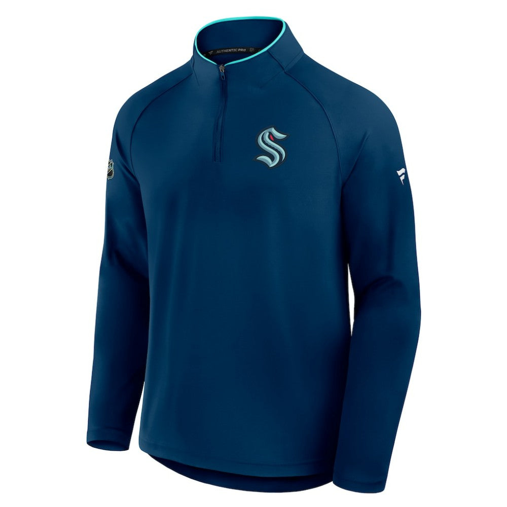 Seattle Kraken Fanatics Authentic Pro Rink Training Quarter-Zip Pullover Deep Sea Blue