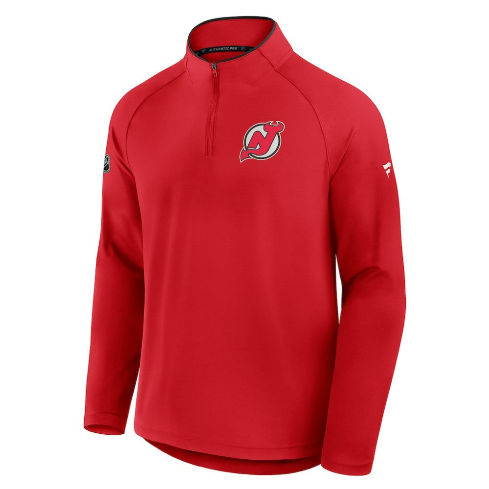 New Jersey Devils - Fanatics Authentic Pro Rink Training Quarter-Zip Pullover Red