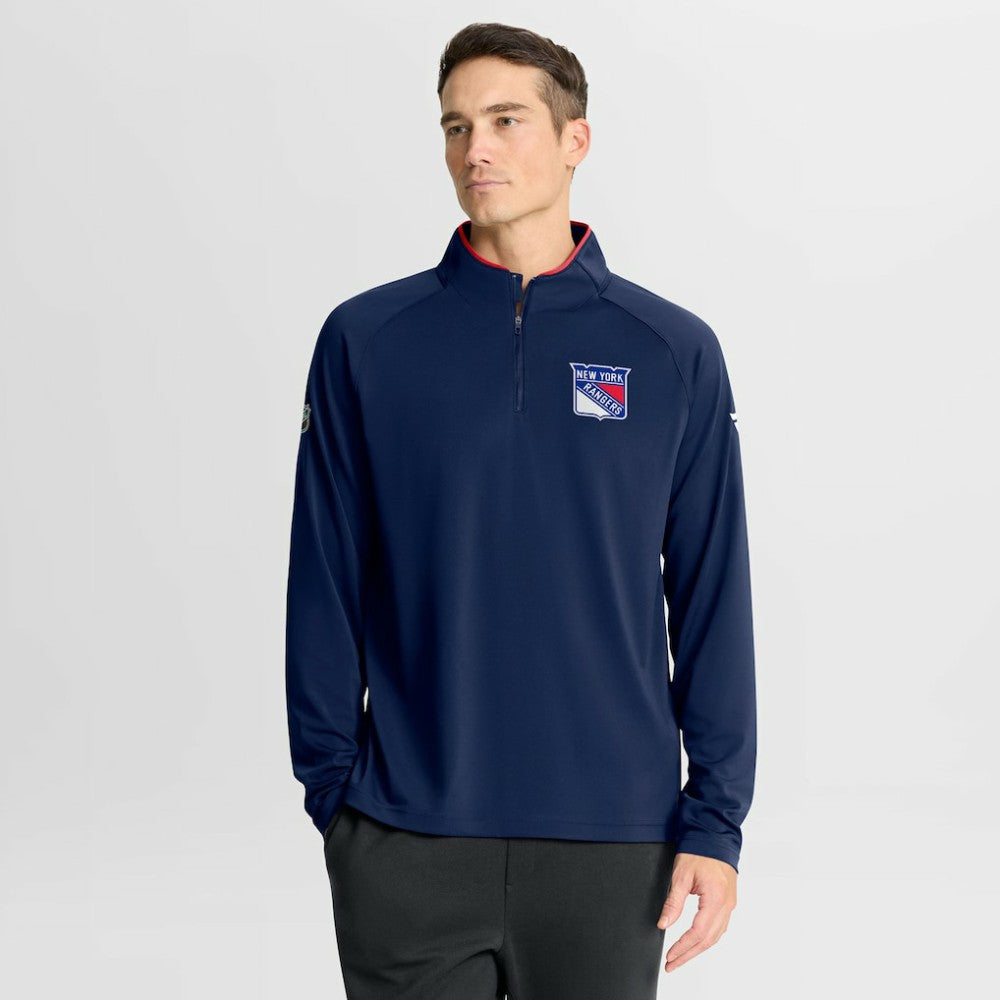 New York Rangers Fanatics Authentic Pro Rink Training Quarter-Zip Pullover Navy