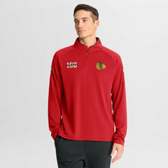 Chicago Blackhawks Fanatics Authentic Pro Rink Training Centennial Raglan Quarter-Zip Pullover Red