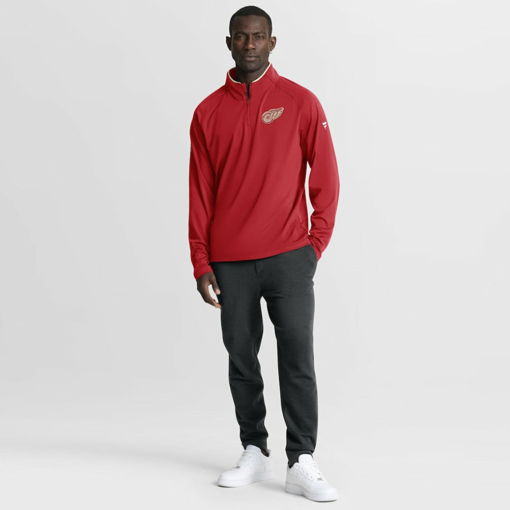 Detroit Red Wings - Fanatics Authentic Pro Rink Training Centennial Raglan Quarter-Zip Pullover Red