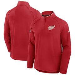 Detroit Red Wings - Fanatics Authentic Pro Rink Training Centennial Raglan Quarter-Zip Pullover Red