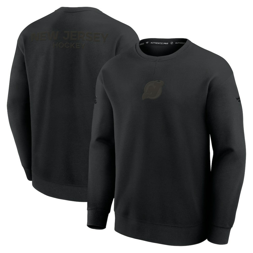 New Jersey Devils - Fanatics Authentic Pro Road Tri-Blend Sweatshirt Black