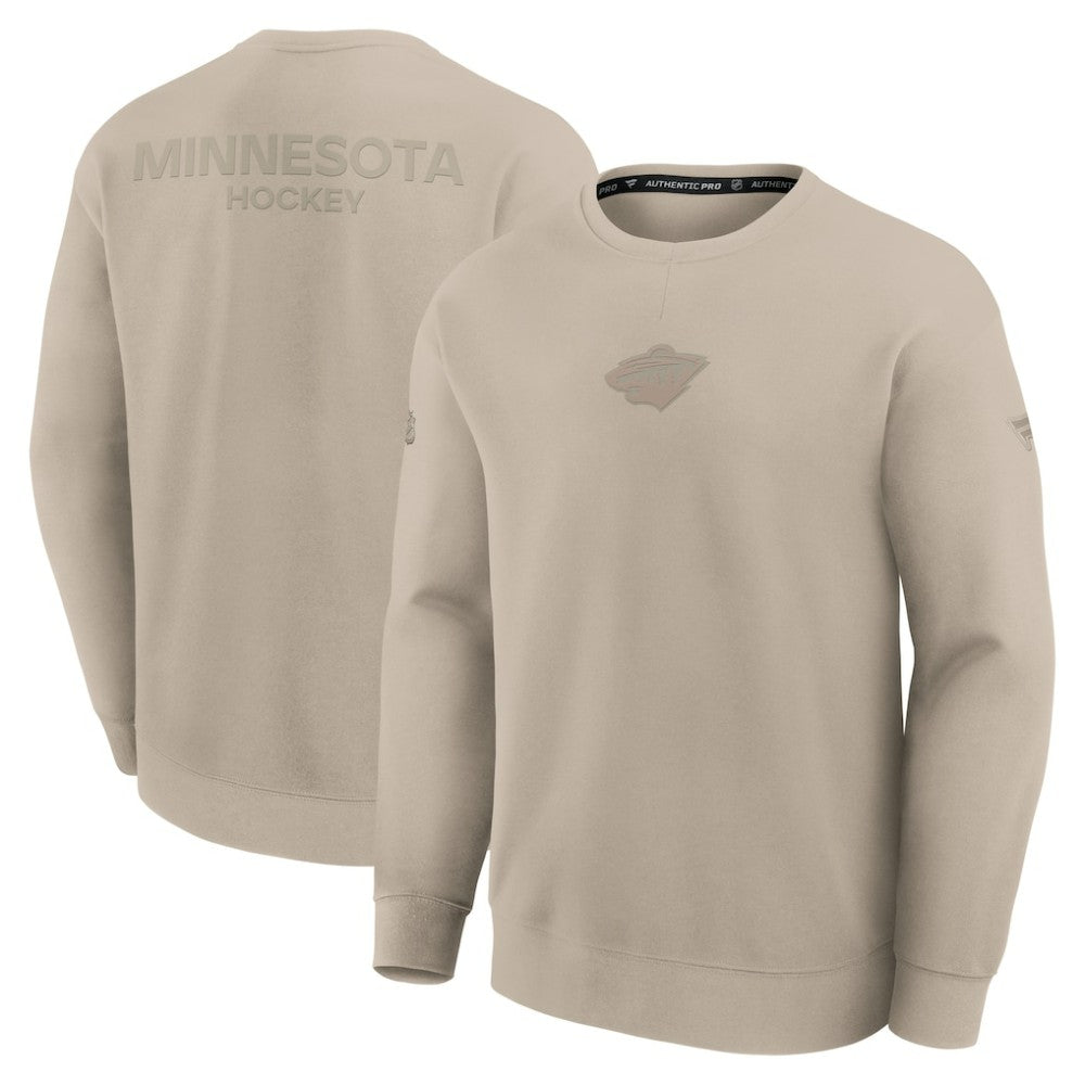 Minnesota Wild - Fanatics Authentic Pro Road Tri-Blend Sweatshirt Tan