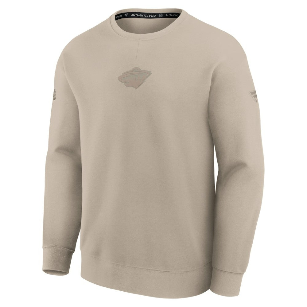 Minnesota Wild - Fanatics Authentic Pro Road Tri-Blend Sweatshirt Tan