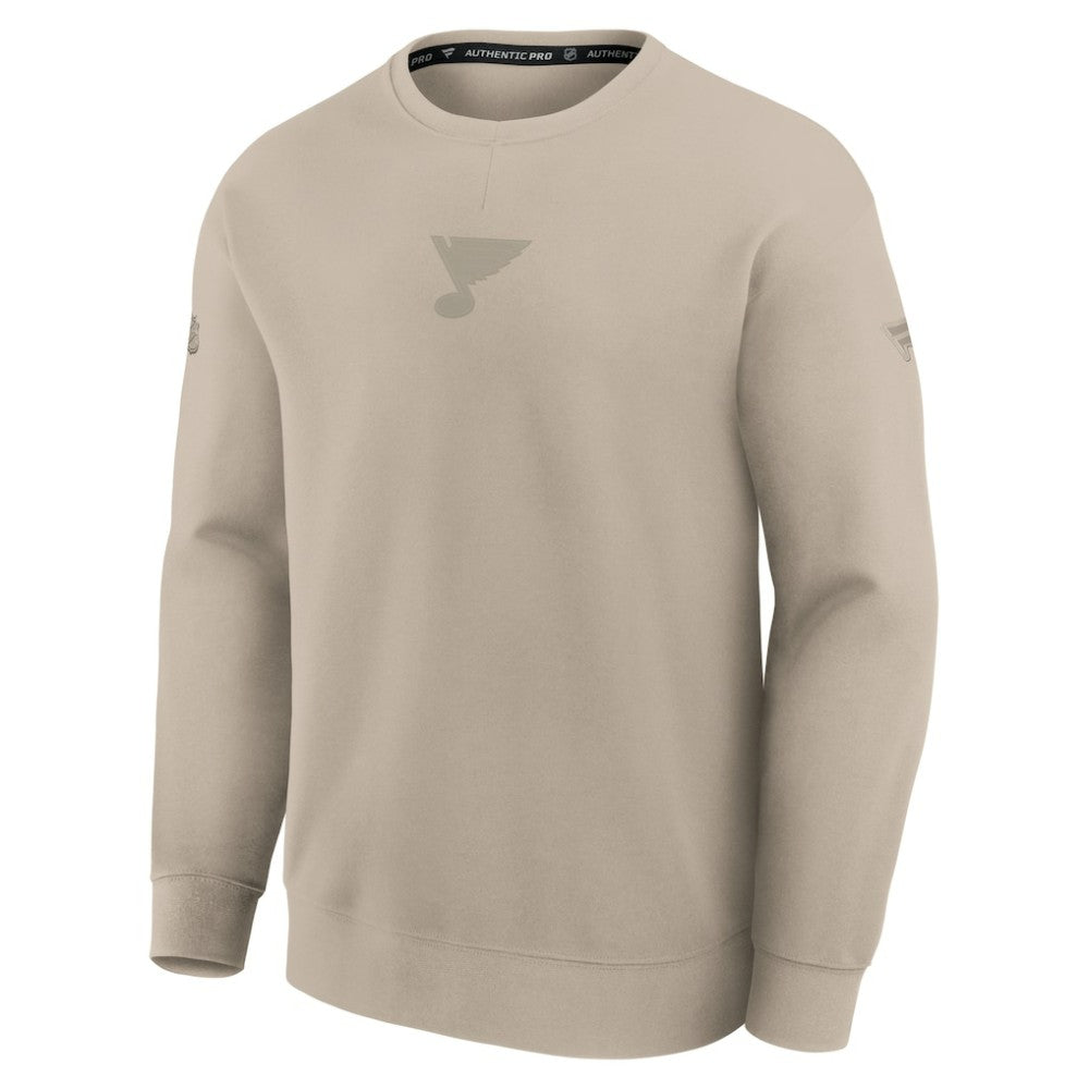 St. Louis Blues - Fanatics Authentic Pro Road Tri-Blend Sweatshirt Tan