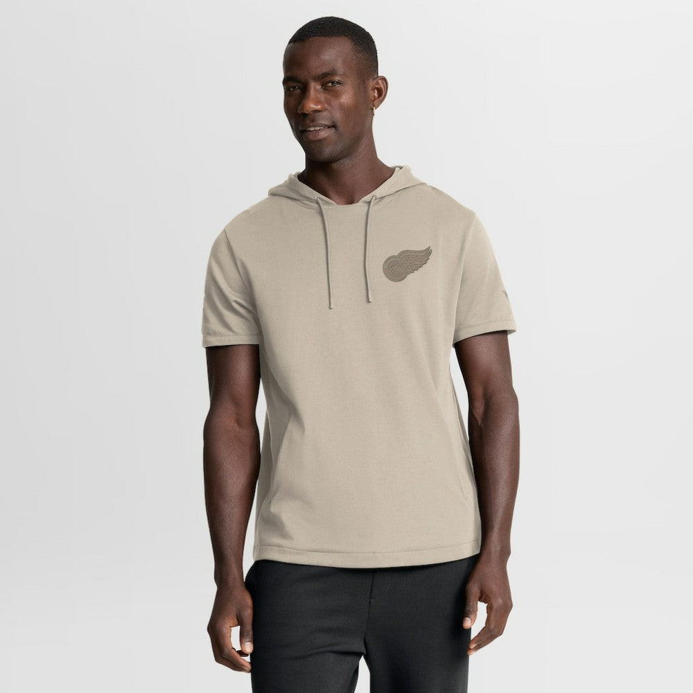 Detroit Red Wings - Fanatics Authentic Pro Road Short Sleeve Hoodie Tan