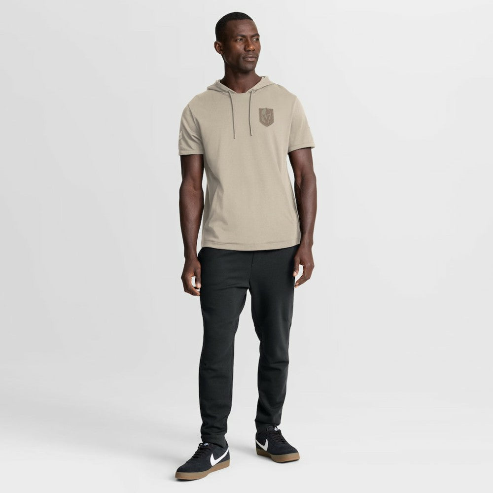 Vegas Golden Knights Fanatics Authentic Pro Road Short Sleeve Hoodie Tan