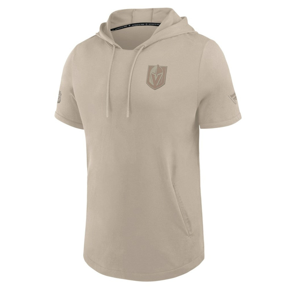 Vegas Golden Knights Fanatics Authentic Pro Road Short Sleeve Hoodie Tan