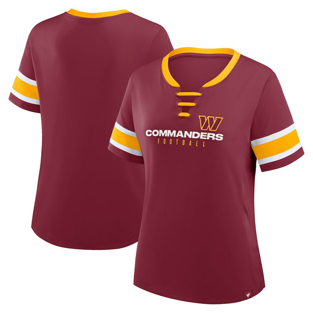 Washington Commanders Women's Redzone Draw Play Athena Lace-Up T-Shirt Burgundy - Fanatics