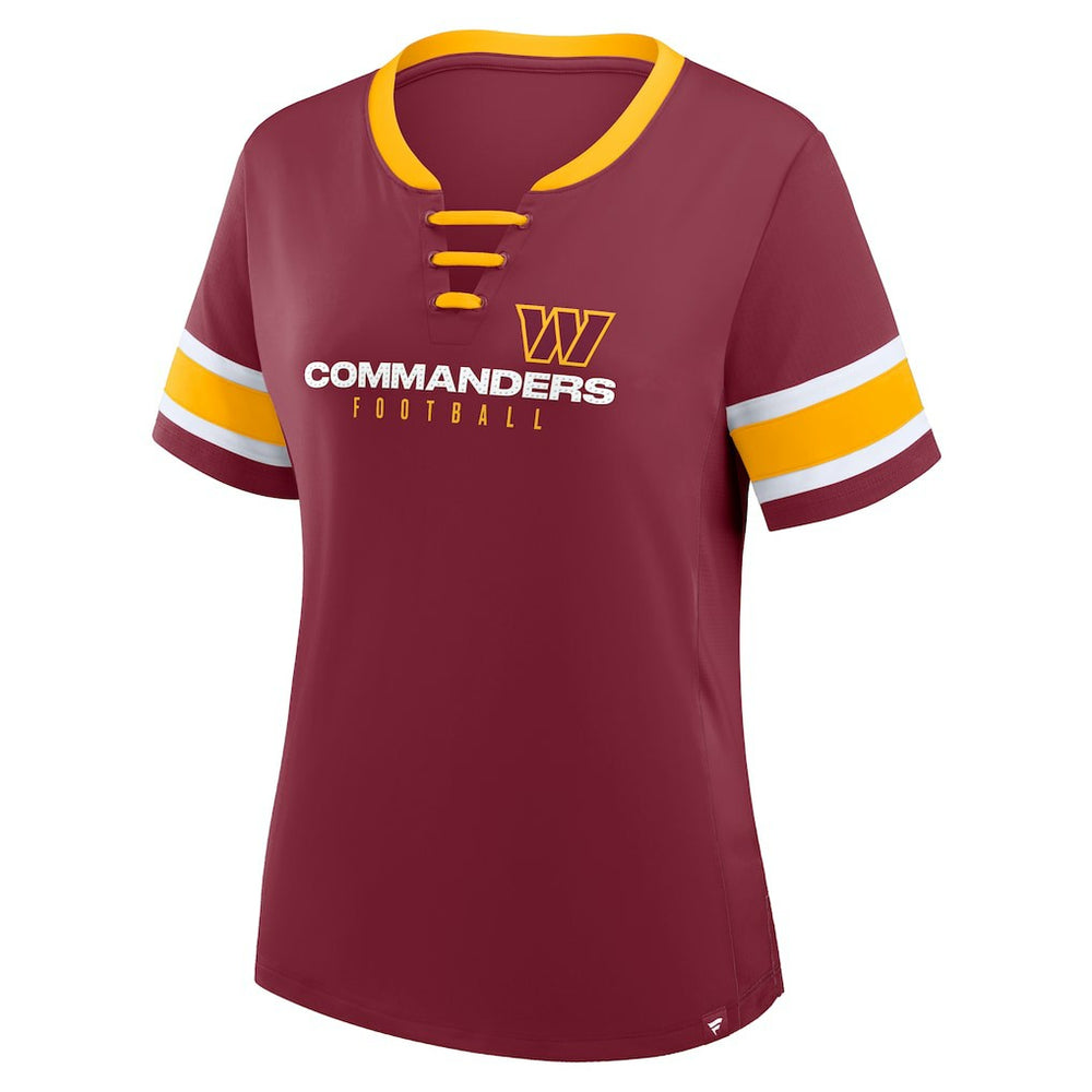 Washington Commanders Women's Redzone Draw Play Athena Lace-Up T-Shirt Burgundy - Fanatics