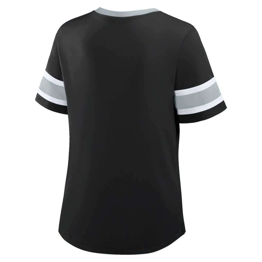Las Vegas Raiders Women's Redzone Draw Play Athena Lace-Up T-Shirt Black - Fanatics