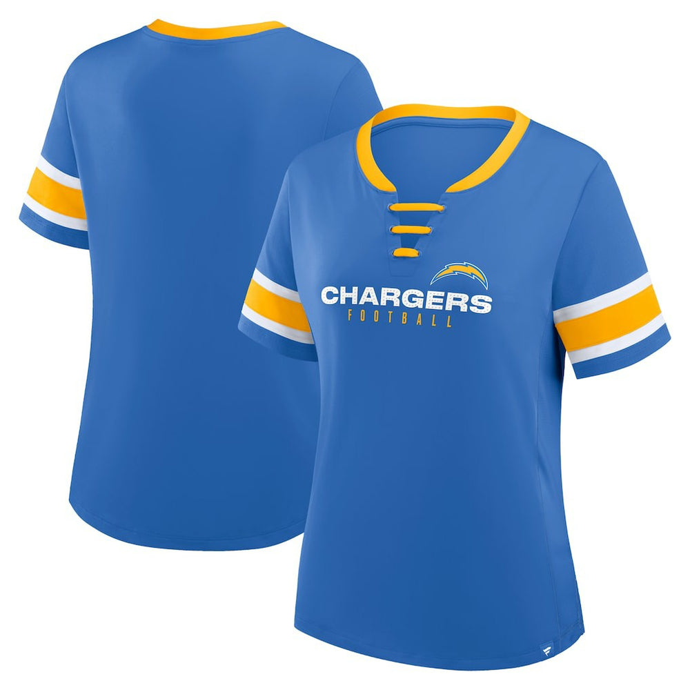 Los Angeles Chargers Women's Redzone Draw Play Athena Lace-Up T-Shirt Powder Blue - Fanatics